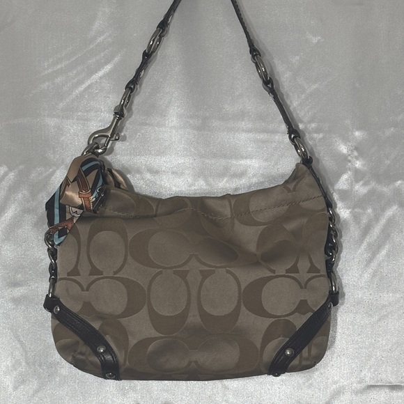 Coach Handbags - Coach Tan Shoulder Bag with Black Accents